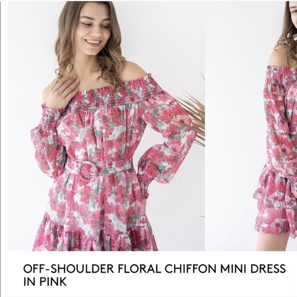 Chicwish Floral off shoulder Dress - Picture 1 of 4